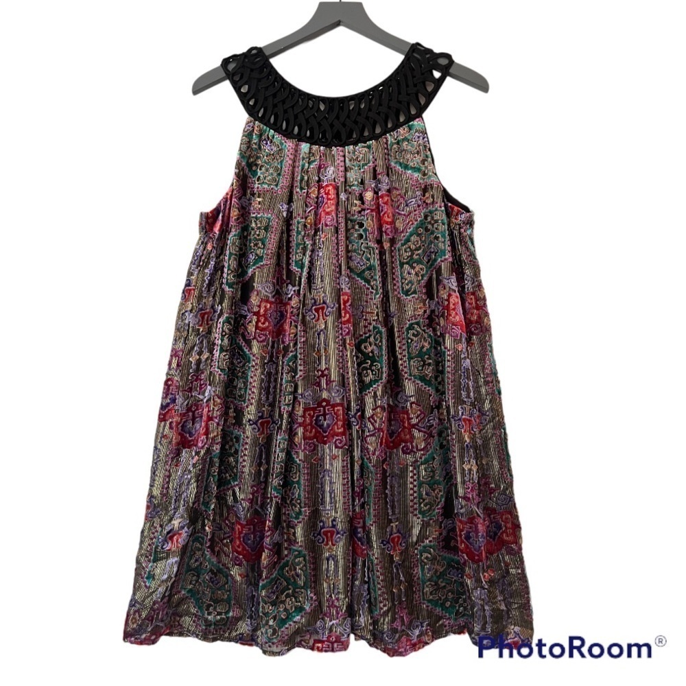 Anthropologie Moulinette Soeurs Linnea Burnout Velvet Metallic Dress